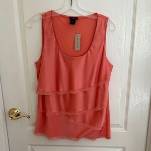 NWT Ann Taylor Coral Layered Tank Top